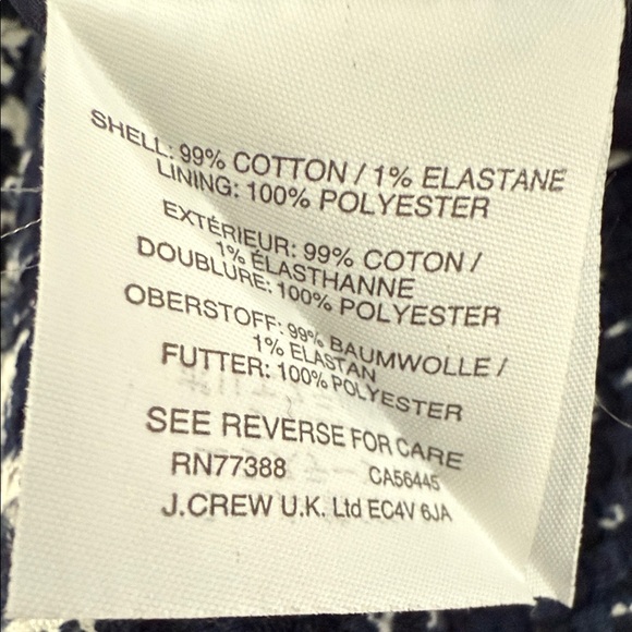 J.Crew Navy White Textured Cotton Sheath Dress Sleeveless Women’s 4 - Picture 10 of 11